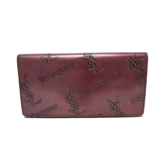 YVES SAINT LAURENT YSL logo all-over pattern Bifold Kisslock Long Wallet - Picture 1 of 14
